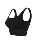 ODODOS Women's Seamless Square Neck Sports Bra Medium Support Padded Wirefree Cropped Tank Tops