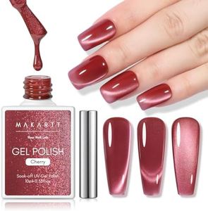 Makartt Cat Eye Gel Nail Polish - 10ml 3D Holographic Glitter Sweet&Seductive Cat Eye Gel with Magnet Stick, UV/LED Soak Off, Quick Dry, Salon & DIY at Home - Cherry