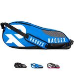 Raquex Tennis Bag - Racket Bag for Tennis, Badminton & Squash Racquets. Blue, Black or Magenta. Badminton Bag, Holds up to 6 Racquets + Accessories + Trainers (Blue)