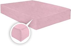 Thermal Flannelette Fitted sheets 25cm-100% Brushed Cotton Flannel Fitted Sheets-Warm & Cosy Thermal Fitted sheets-Elasticated Corners Fitted Bed Sheets (Pink, Double)