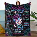 TURMTF Gifts for Sister, Sister Birthday Gifts from Sister,Personalized Throw Blanket, My Sister My Hero for Christmas Soft Bed Flannel Blanket 140x180CM