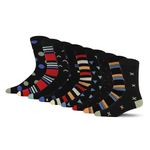 BARGAIN BUNDLE Cotton Patterned Crew Socks for Men - Size 7-11 - 9 Pairs (Cotton, mixed pattern 1)