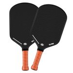 Pickleball Paddle - 3K Raw Carbon Fiber Surface + Carbon Abrasion Surface with High Grit & Spin, Sure-Grip Elongated Handle, Pickle Ball Paddle with 16mm Polypropylene Honeycomb Core (2-Pack)