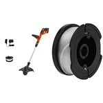 BLACK+DECKER 40V MAX String Trimmer and Edger Kit (LST140C) + Trimmer Line Replacement Spool, 2-Pack (AF-100-2)