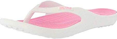 Surf Womens Unisex Flip Flops Rubber Sandal Beach Shoe Shower Mules UK 3-8 (UK 8, White/Pink)