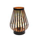 JHY DESIGN Cage Table Lamp Battery Operated, 22cm Tall Cordless Desk Lamp Decorative Bedside Lamp LED for Bedroom Home Weddings Parties Patio Indoor Living Room Garden Entrance(Bronze, Egg Shape)