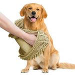 Muddy Mat Original Doggy Dryer, Highly Absorbent Microfiber Washable Dog Shammy Quick Drying Towel Absorber - Extra Soft Plush Wrap Chenille Bath Towels to Dry Soggy Large Pets & Small Puppy (Beige)