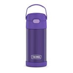 THERMOS FUNTAINER 12 Ounce Stainless Steel Vacuum Insulated Kids Straw Bottle, Violet