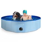 Furdreams Foldable Pet Swimming Pool, Hard Plastic Dog Bathtub, Portable Multi-functional Outdoor PVC Non-Slip Kiddie Pool, Enjoy Summer Shine in Your Garden, For Children, Cats, Puppies(Extra Large)