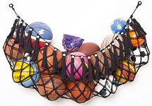 Diocos Sports Storage Organizer Garage Ball Storage Wall Hanging Organizer Net for Basketballs, Volleyballs Soccer Storage Rack Sport Equipment Organizer Storage Mesh (Wall Mounted, Black)