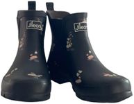 Jileon Ankle Height Wide Calf Rain Boots - Specially Designed For Ladies with Wide Feet & Calves - Womens Ankle Rain Boots - Plus Size Boots Extra Wide Calf, Black Floral, 6 X-Wide, 6 US X-Wide