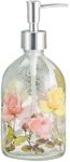 Glass Soap Pump Dispenser Floral and Butterfly 17 Ounce by A Ting