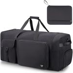 YOUNGOA 120L Foldable Travel Duffel Bag for Men & Women, Large Holdall Bag with Shoe Compartment, Lightweight Overnight Weekend Duffle Bag for Travel, Black