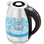 Chefman 1.8L Digital Electric Glass Kettle+ w/ Rapid-Boiling & 7 Presets for Precise Temperature, Stainless Steel Tea Infuser Included, Advanced Digital Control