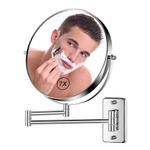 BTremary 8” Wall Mounted Magnifying Makeup Mirror 1X/7X Wall Mount Mirror Swing Arm Two-Sided 360° Swivel Bathroom Shaving Mirror for Men and Women in Hotel/Home, Chrome