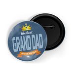 dhcrafts Pin Badges Blue Best Grand Dad In The World Glossy Finish Design Pack of 1 (58mm)