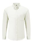 Dioufond Wrinkle Free Dress Shirts for Men Button Down No Iron Long Sleeve Dress Shirt, White Wrinkle Free Dress Shirt, Medium