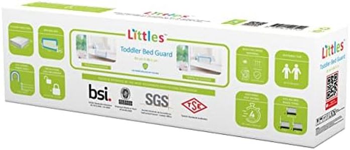 Littles Bed Guard Rail for Toddler, Child & Baby. Fits Single, Double Up to King Size Beds, Grey, 83 cm x 48.5 cm