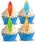 PRE-CUT COOL SURFBOARDS II. EDIBLE RICE/WAFER PAPER CUPCAKE CAKE DESSERT TOPPERS SPORT SUMMER BEACH HOLIDAY PARTY BIRTHDAY DECORATIONS