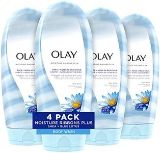 Olay Moisture Ribbons Plus Shea + Blue Lotus Body Wash, 18 Fl Oz, Pack of 4