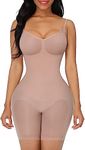 Briafinz Women Cotton Lycra Full Body Shapwear (ED018_Beige_L)