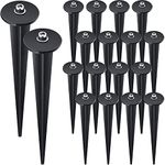 16 Packs Threaded Spike Flood Light Ground Stake Metal Replacement Stakes for Solar Lights Outdoor LED Solar Light Stakes with 16 Hex Screws for Gardens Yard Path Lawn 6.3 Inches (Black)