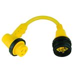 Marinco/Park Power 1RPCRV w/Sealing Collar Male Plug to 30 Amp, 125V Locking Female Side Yellow Right Angle Adapter