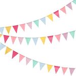 36 Flags 39.5ft Bunting Banner, Multicolour Outdoor Waterproof Triangle Flags Imitated Linen Burlap Bunting Supply for Wedding Birthday Party Home Festival Decoration