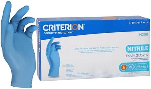 Henry Schein Criterion N200 Nitrile Exam Gloves, Large, Sky Blue – 200/Box, Latex-Free, Disposable, Textured Fingertips, Beaded Cuff, Non-Sterile, Ambidextrous