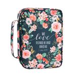 Bible Covers Case for Women Medium Large Bible Carrying Cases Holder 11“x8.5”x2.5" Floral Bible Book Carrier Tote Bags with Pockets Handles Zipper Christian Accessories Gifts