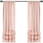 Lush Decor, Blush Allison Ruffle Curtains Window Panel Set for Living, Dining Room, Bedroom (Pair), 63" x 40", 63 in L