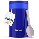 WOWA 450ml Kids Stainless Steel Flask for Hot & Cold Food with Spoon - Wide Mouth 100% Leakproof Food Flasks for Hot Food Kids - Easy Open Lid Insulated Thermo Food Jar for Children