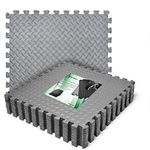 DOOHALO Exercise Mat Protective Flooring Mat 60cm x 60cm Floor Cushions Foam Tiles Interlocking Puzzle Mats for Fitness Sport Workout Kids Play Grey Color 12 Tiles
