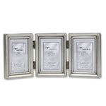 Lawrence Frames 11523T Antique Pewter Hinged Triple 2x3 Picture Frame, Beaded Edge Design