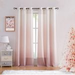 Central Park Ombre Rayon Blend Heavy Linen Texture Window Curtain Panel 6 Grommets Top Gradient Cream White to Pink Dust Rose Window Drapes Treatment for Living Room/Bedroom, Set of 2, 40" x 95" Each