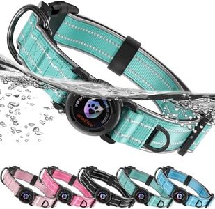 AirTag Dog Collar, Reflective Durable Nylon, IP68 Waterproof Rubber Gasket Ring, Twist‑Lock Safety Buckle & Quick‑Release Buckle, Compatible with Apple AirTag (Tea Green, Large)