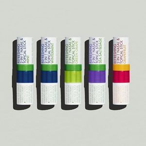 Herb Island 5 Pcs 2-in-1 Nose Inhaler Stick Vapor Essential Oil Rub, On-The-Go Nasal Inhaler Stick Portable Natural Menthol Inhalers, Non-Medicated Aromatherapy, Sinus Freshing, Relief- 5 Flavours