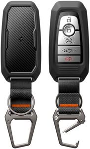 Spigen Rugged Armor Key Fob Cover with Carabiner & Keychain Designed for Ford F150, Explorer, Expedition, Maverick, Escape, Bronco, Mustang, Fusion, Lincoln 3/4/5 Button Smart Key Fobs