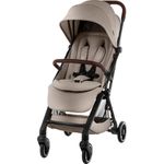 Britax Flylite Cabin Approved Lightweight Compact Stroller-Comfort Soft Insert-One Hand Auto Fold-Flat Reclining Seat-Extra Large Extendable Canopy-0-4Y (Upto 22Kg)-Teak