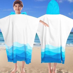 VOOVA & MOVAS Hooded Bath Towel for Boys| Girl | Teens (8-16Years), 100% Cotton Thick Poncho Towel Robe for Big Kids, Perfect for Pool, Beach,Bathroom,Waves Tassels