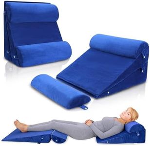 WDBBYL 4PCS Set di sostegno del cuscino del cuneo regolabile del letto 100% Memory Foam per il recupero post Surrey, Riduzione della fatica, reflusso acido e GERD, lettura seduta (blu reale)