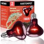 HARTOMPET 60W Infrared Red Heat Lamp – Basking Spot Bulb for Reptiles, Bearded Dragons, Chameleons, Snakes & Lizards; Ideal Red Heat Emitter for Chickens Coop and Brooder Use, E26 Base | 2 Pack
