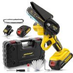 Tomahawk 21V Cordless Mini Chainsaw 4 Inch | 2×1.5Ah Battery | 100% Copper Motor | 8500 RPM | LED Light | Silent Operation | Home & DIY Wood Cutting | Heavy Duty & Durable Build