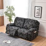 Reclining Sofa Cover 6-Piece Stretch Printed Recliner Slipcover Chair Covers Non Slip 2 Seater Recliner Couch Cover Soft Recliner Protector with Storage Pocket Washable (Color : #26)