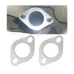 JOYCOURT 2PCS Car Exhaust Gasket, Ultra Seal 2-Bolt 2-Inch Exhaust Flange Gasket Standard Exhaust Gasket, Reinforced High Temperature Gasket Exhaust Flange Gasket Car Accessories