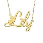 Women Jewelry Name Necklace Silver Heart Best Friend Women Girl Gifts for Her Lily