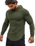 COOFANDY Mens Hoodies Long Sleeve Solid Muscle Fit Sport Hoodie Fashion Casual Pullover for Men, Army Green, Small
