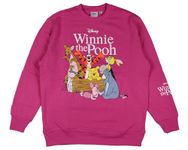 Disney Women's Winnie The Pooh And Friends Oversized Crewneck Pullover Adult Sweatshirt, Pink, Medium