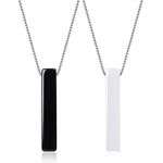 COAI Matching Couples Necklaces Yin Yang Bar Obsidian White Jade Couple Necklaces