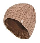 HEAT HOLDERS - Womens Thermal Fleece Lined Cable Knit Winter Beanie Hat 3.4 tog (One Size, Sand)